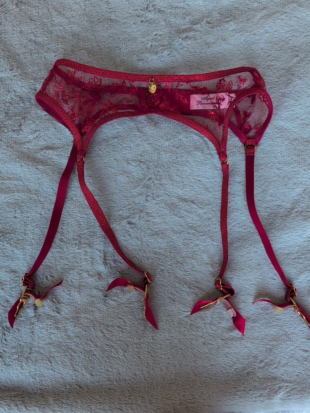 Agent Provocateur Burgundy Lace Garter Belt